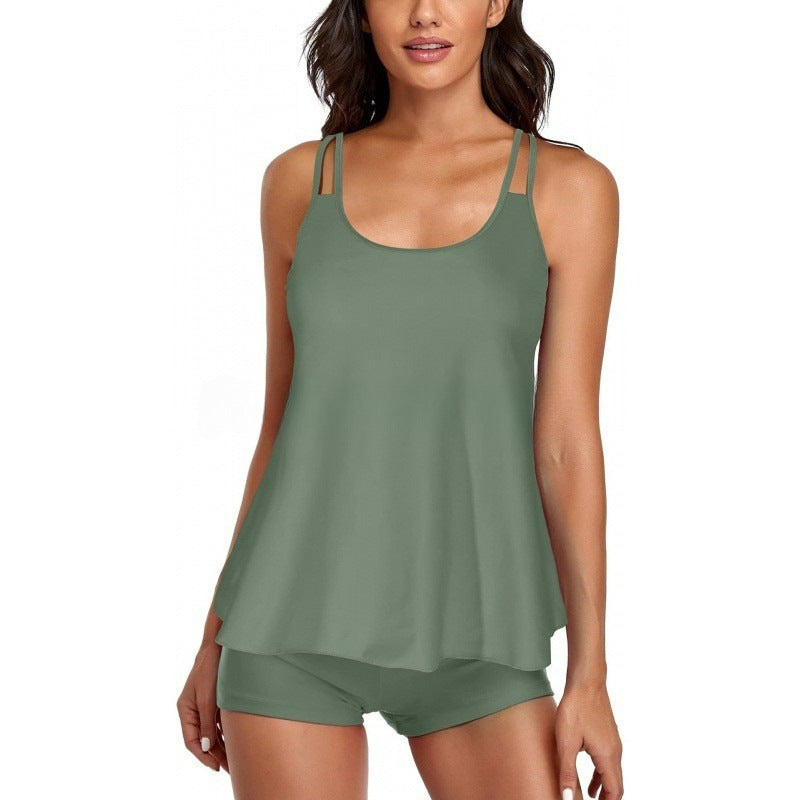 Damen Sportliches Tankini-Set mit bequemem Shorts und verstellbaren Trägern Shopnory