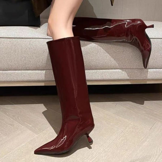 Damen Hochschaftige spitz zulaufende Stiefel aus Glattleder mit schlanker Silhouette Shop Nory