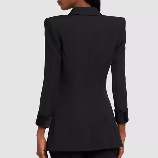 Damen Taillierter Smoking‑Blazer mit Satin‑Schalkragen und dekorativen Medaillonknöpfen Shop Nory