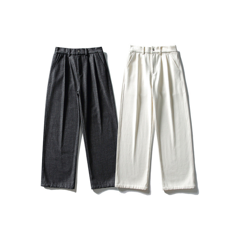 Damen Hochtaillierte weite Bundfaltenhose mit geradem Bein und Eingrifftaschen Shop Nory