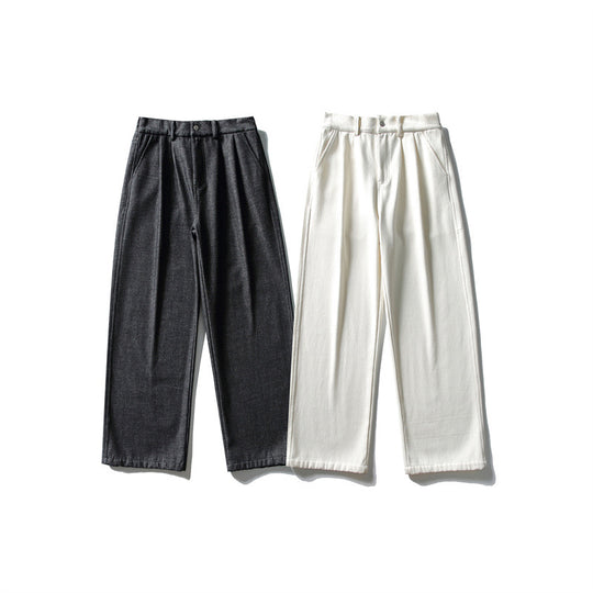 Damen Hochtaillierte weite Bundfaltenhose mit geradem Bein und Eingrifftaschen Shop Nory
