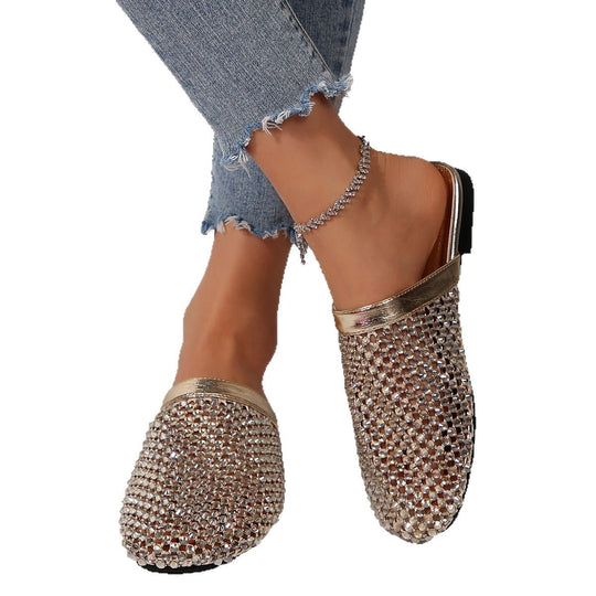 Damen Glamouröse Mules mit funkelnden Strassverzierungen