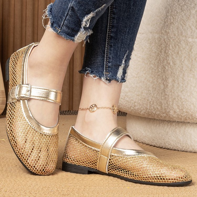 Damen Atmungsaktive Mary‑Jane‑Ballerinas mit Netz‑Mesh‑Obermaterial und verstellbarem Schnallenriemen Shop Nory