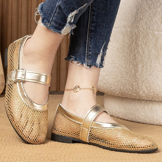 Damen Atmungsaktive Mary‑Jane‑Ballerinas mit Netz‑Mesh‑Obermaterial und verstellbarem Schnallenriemen Shop Nory