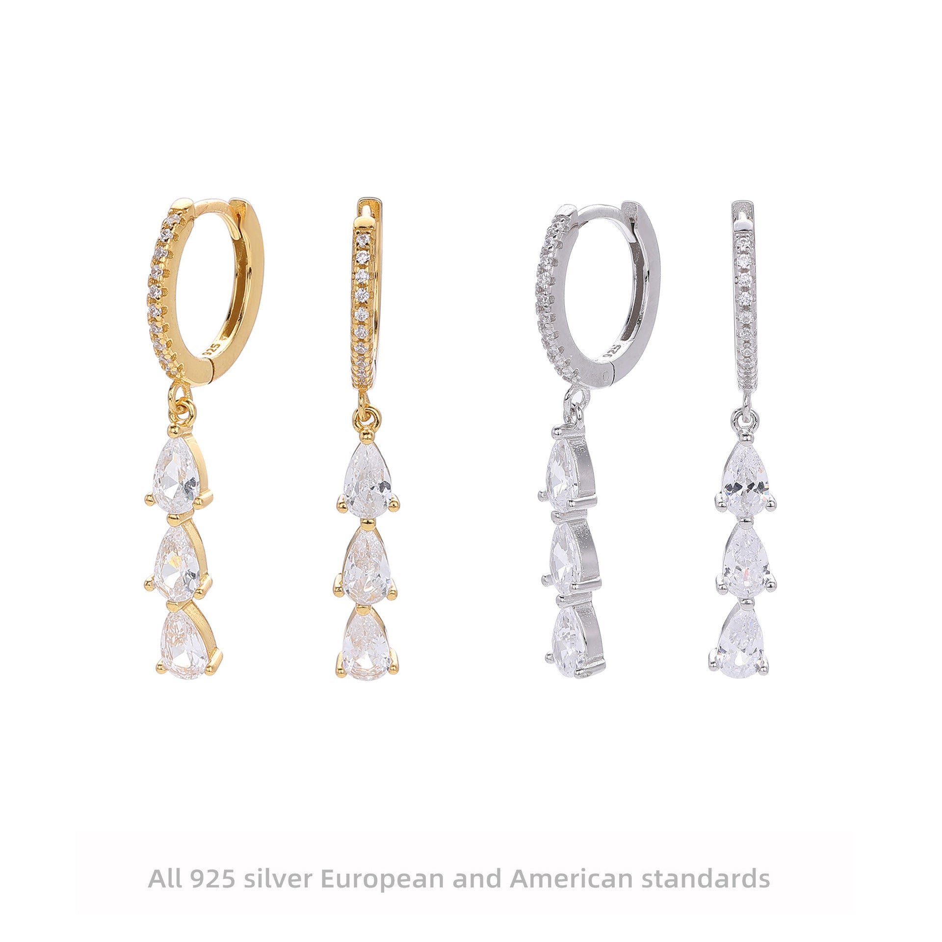 Damen Ohrhänger mit luxuriösen Zirkonanhängern aus hochwertigem 925 Sterling Silber Shop Nory