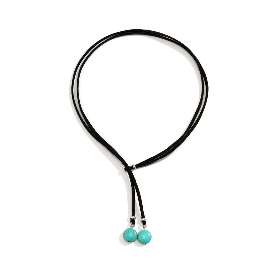 Damen mehrlagiges Choker-Halsketten- und Armband-Set aus Leder mit stilvollen Anhängern Shop Nory