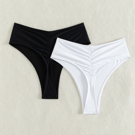 Damen Hochtaillierte Bikini-Hose mit elegantem Rüschendesign