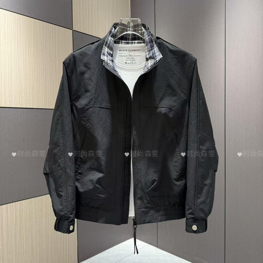 Herren Leichter Baumwoll-Mix Blouson mit Stehkragen und Karofutter Shop Nory