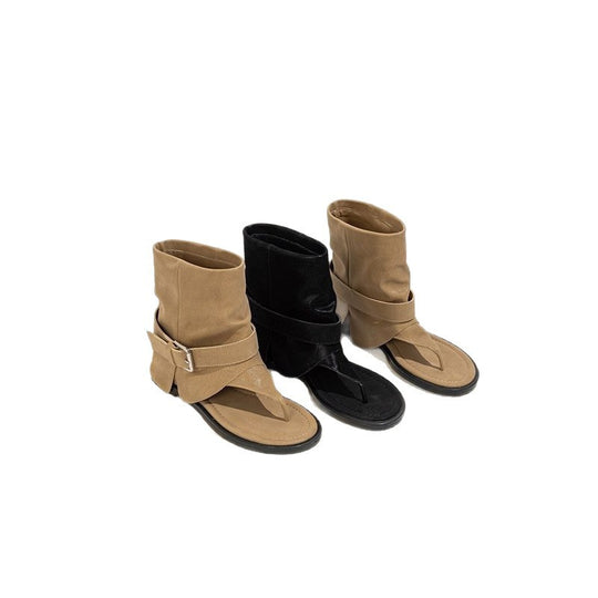 Damen Ankle-Cuff Zehensteg-Sandale mit weitem Schaft und verstellbarem Schnallenriemen Shop Nory