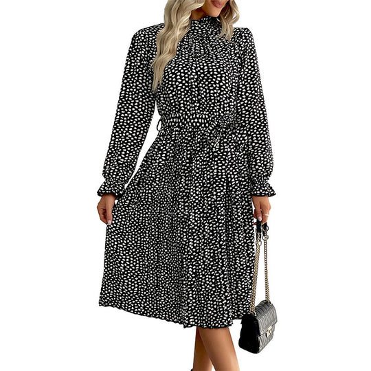 Damen Midi-Kleid mit Taillengürtel und Rüschendetails Shop Nory