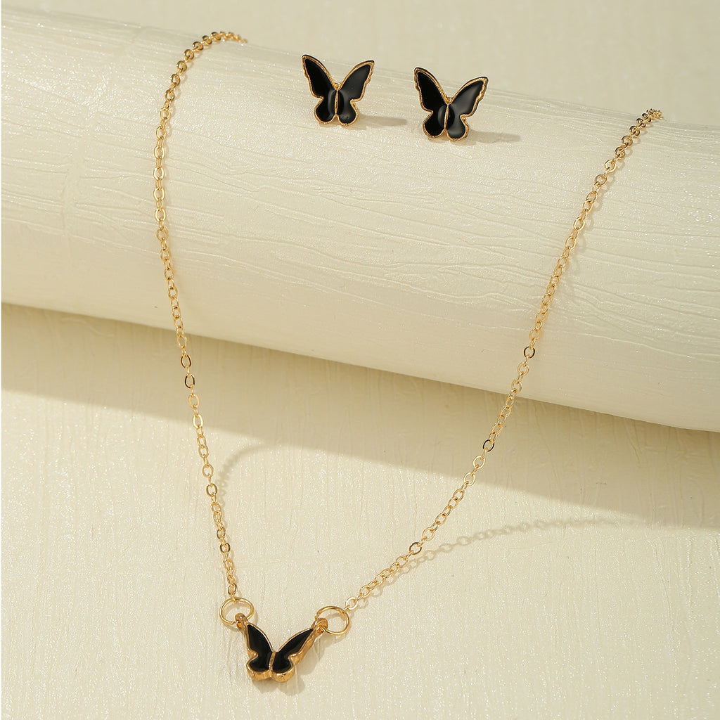 Damen Schmuckset mit verspielten Schmetterlingsanhängern und Ohrsteckern Shop Nory