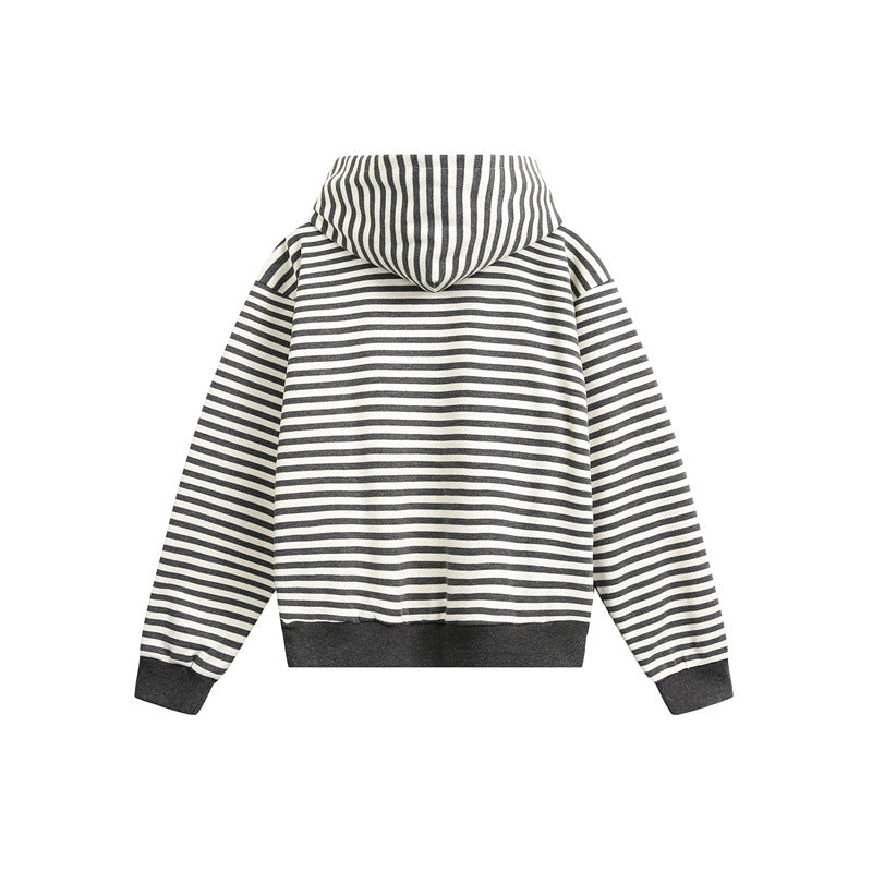 Unisex Gestreifter Kapuzenpullover im Boxy-Cut mit Raglanärmeln Shop Nory