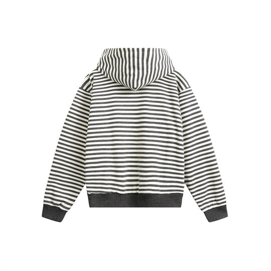 Unisex Gestreifter Kapuzenpullover im Boxy-Cut mit Raglanärmeln Shop Nory