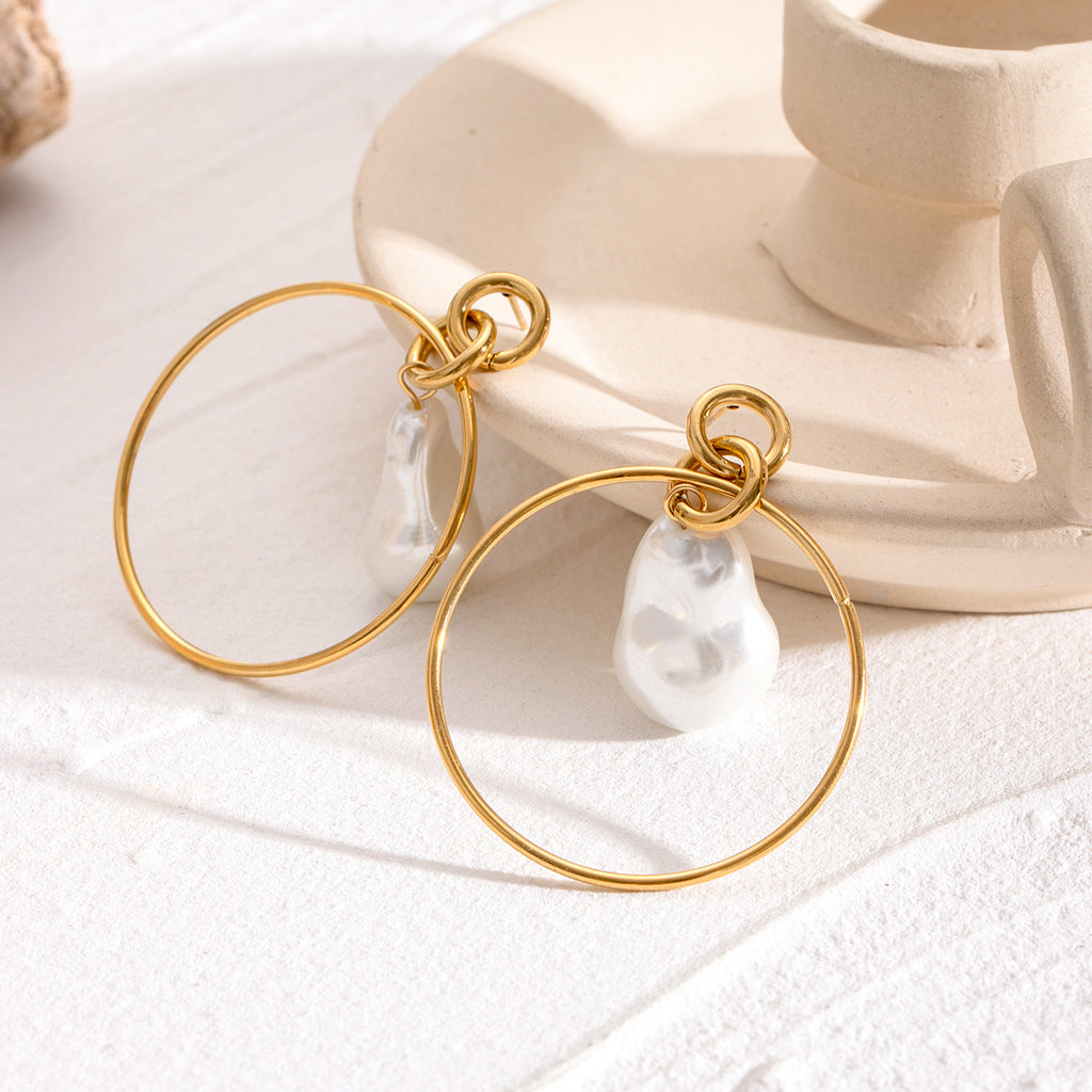 Damen Ohrhänger mit elegantem Ring und feinen Perlenakzenten Shop Nory