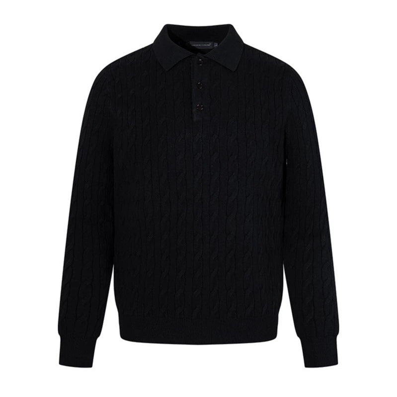 Herren Strick-Polo mit Zopfstrickmuster, Hemdkragen und Knopfleiste Shop Nory