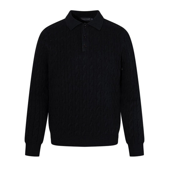 Herren Strick-Polo mit Zopfstrickmuster, Hemdkragen und Knopfleiste Shop Nory