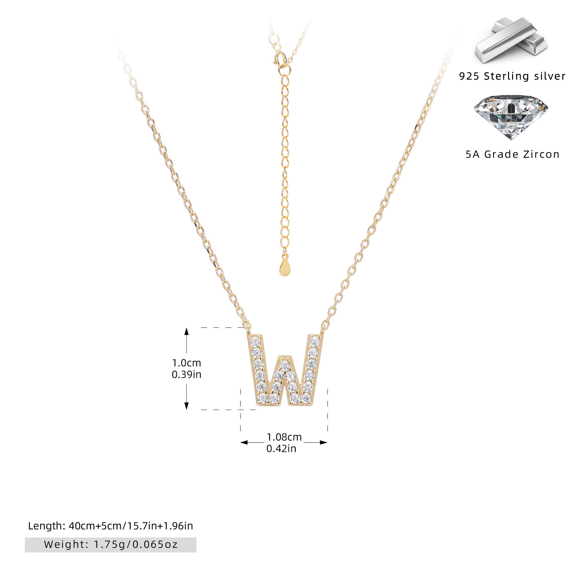 Damen Halskette mit Z-Anhänger und funkelnden Zirkonia Shop Nory