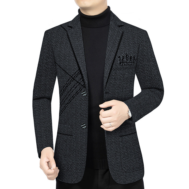 Herren Taillierter Strickblazer im Bouclé-Look mit aufgesetzten Taschen Shop Nory