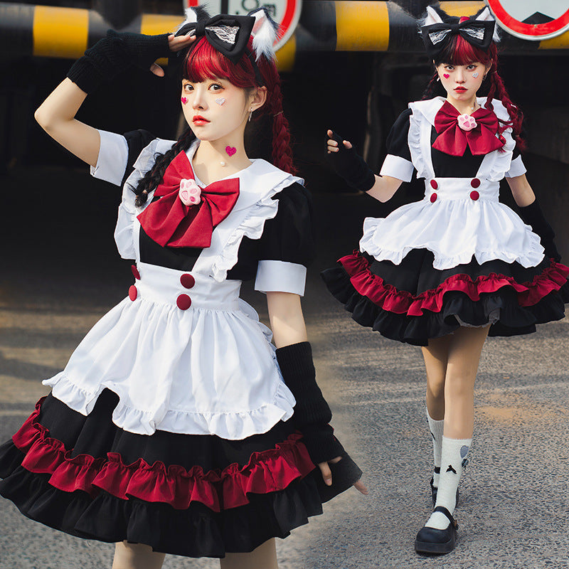 Mädchen Catgirl Kostüm mit Rüschen und Katzenohren Shop Nory