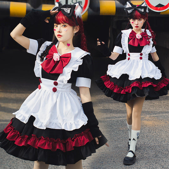 Mädchen Catgirl Kostüm mit Rüschen und Katzenohren Shop Nory