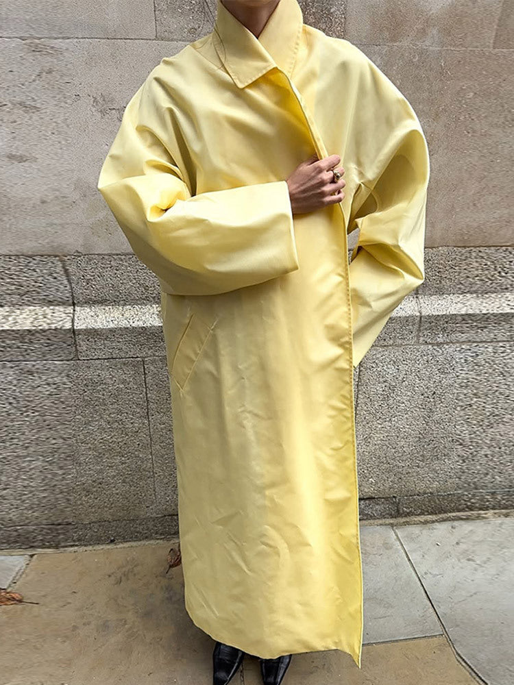 Damen Maxilanger Oversize-Mantel im Cocoon-Schnitt mit verdeckter Knopfleiste Shop Nory