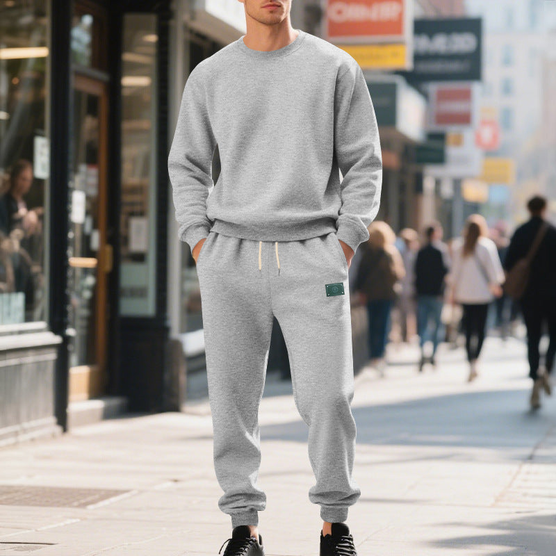 Herren lässiger Freizeitanzug mit weichem Fleece und elastischem Bund