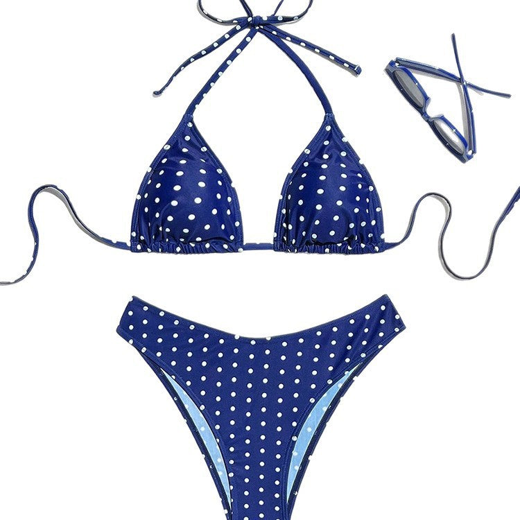 Damen Triangel-Bikini mit dekorativen Punkten Shopnory