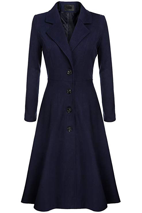 Damen eleganter Trenchcoat mit strukturiertem Fleece und kunstvollen Knopfdetails