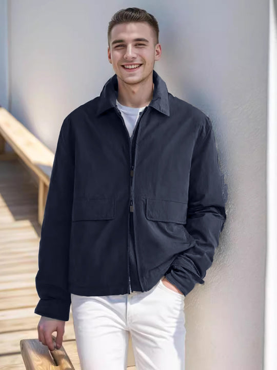 Herren Leichte Zip‑Jacke im Harrington‑Stil mit Pattentaschen Shop Nory