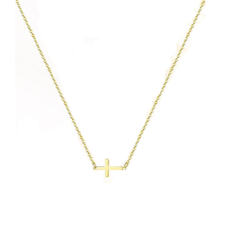 Damen Halskette mit modernem Kreuzanhänger und doppellagigem Kettendesign Shop Nory