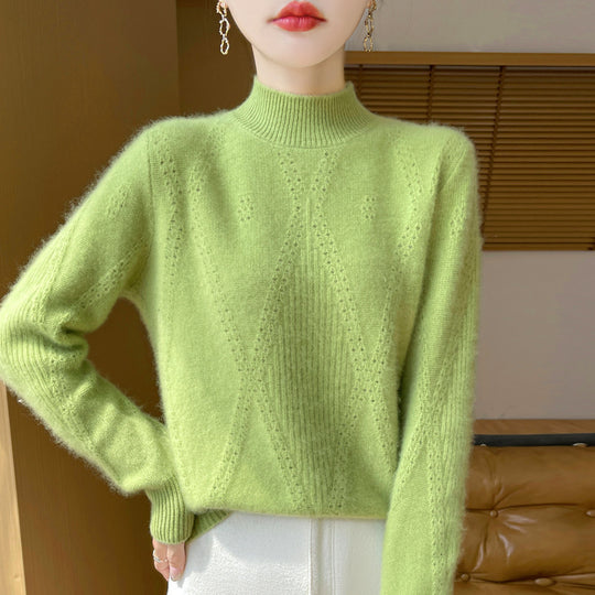 Damen Leichter Mockneck-Feinstrickpullover mit Ajour-Chevron und kaschmirweichem Finish Shop Nory