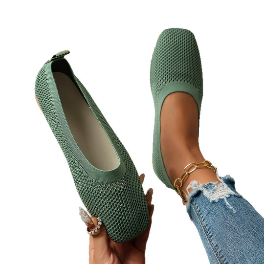 Damen Atmungsaktive Strick‑Ballerinas mit quadratischer Spitze Shop Nory