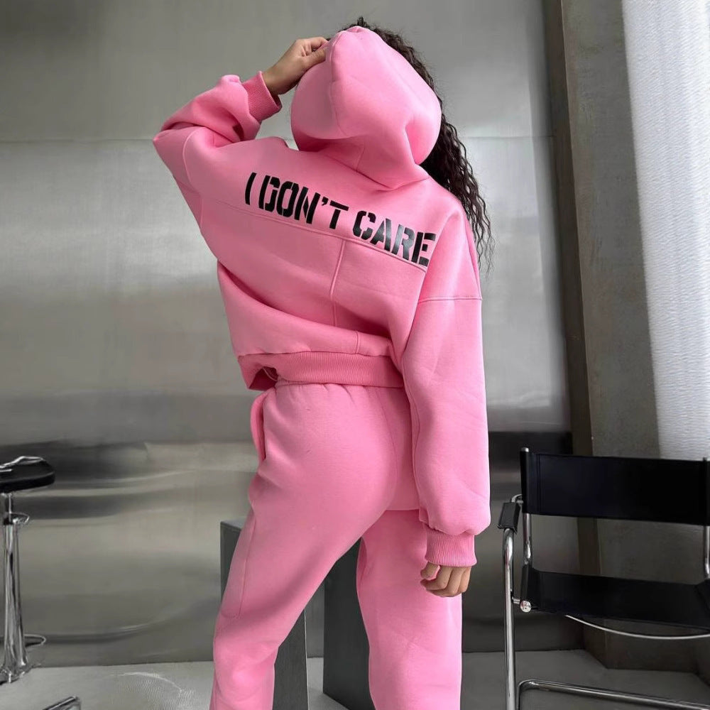 Damen Oversized Hoodie- und Jogginghose-Set aus French-Terry mit Statement-Print Shop Nory