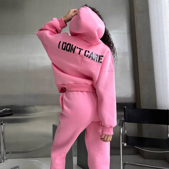 Damen Oversized Hoodie- und Jogginghose-Set aus French-Terry mit Statement-Print Shop Nory