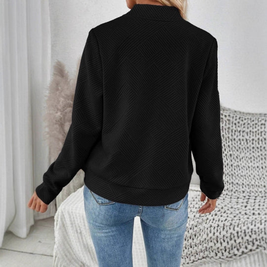Damen Gequiltete Bomberjacke mit geometrischer Struktur, Stehkragen und Reißverschluss Shop Nory