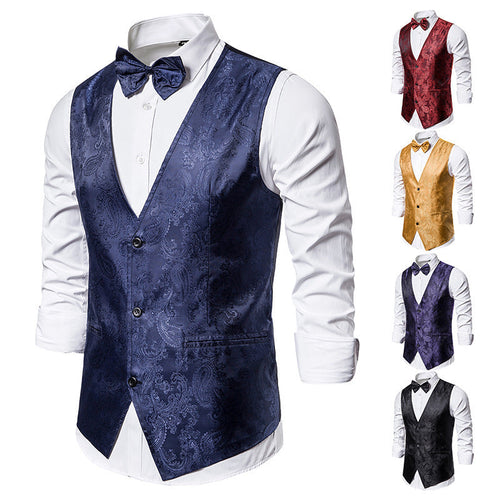 Herren elegante Anzugweste mit feinem Paisleymuster