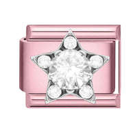 Rosa Grund – weiße Strass-Fünfsterne
