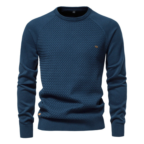 Herren Strickpullover mit modernem Strukturmuster und Rundhalsausschnitt
