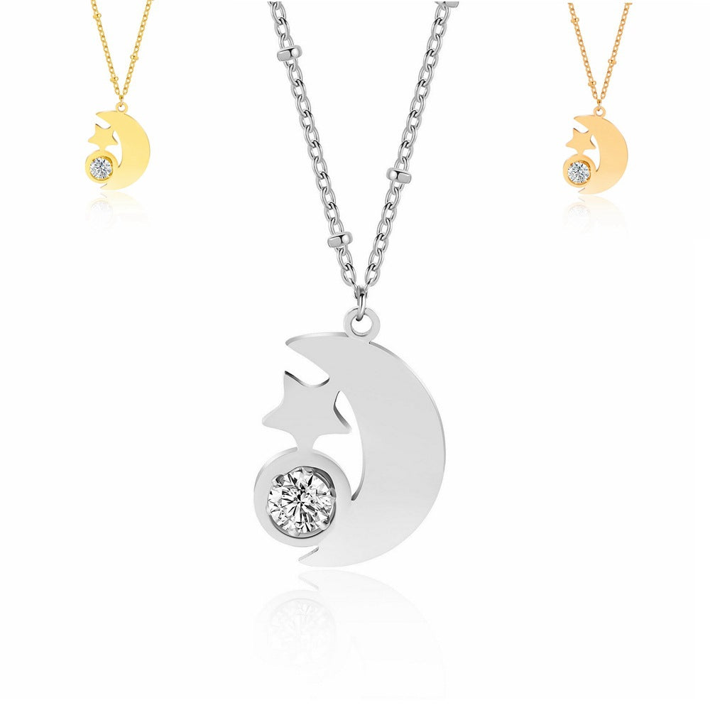 Damen Halskette mit elegantem Mond- und Sternmotiv Shop Nory