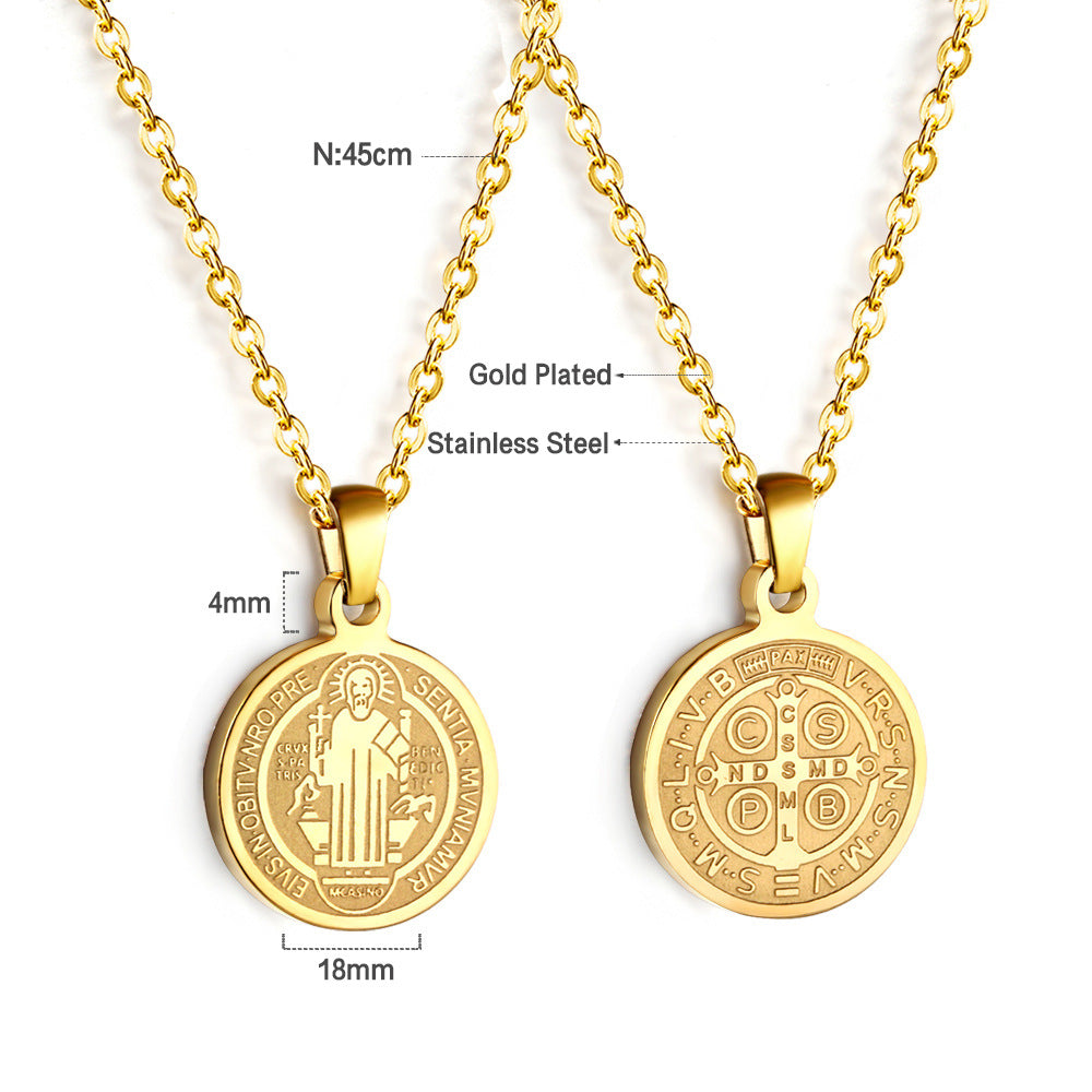 Damen Halskette mit goldplattiertem Medaillon-Anhänger aus Edelstahl Shop Nory