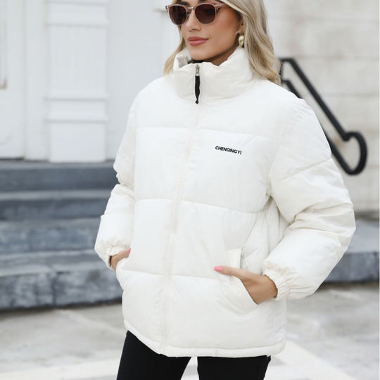 Damen Wattierte Oversize-Steppjacke mit Stehkragen und Kordelzugsaum Shop Nory