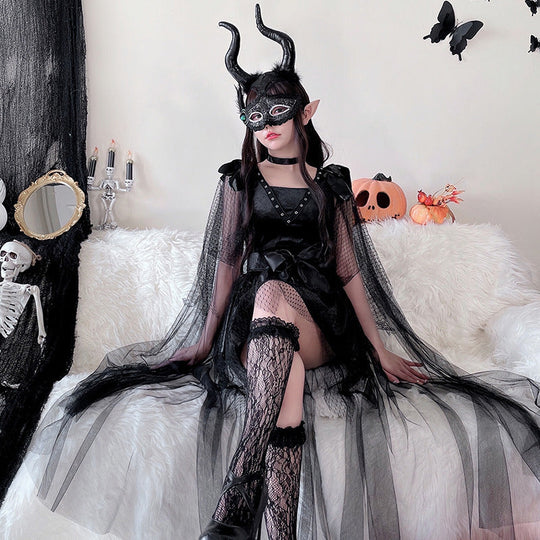 Damen verführerisches Halloween-Kostüm mit transparentem Tüll und zarten Details Shop Nory
