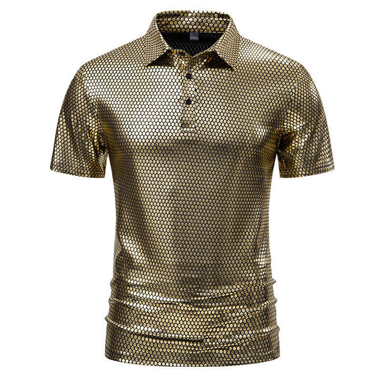 Herren Poloshirt mit glänzendem Honigwaben-Muster