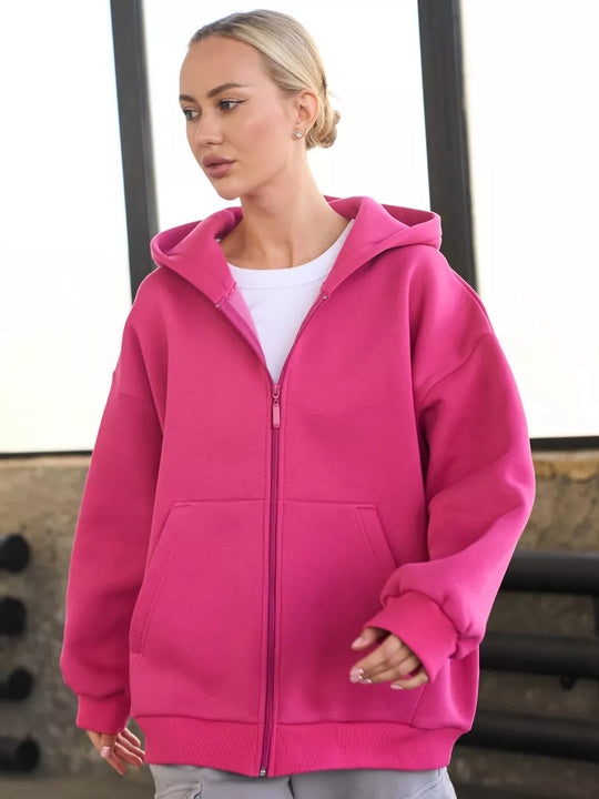Damen Bequemer Fleece-Kapuzenjacke Shop Nory