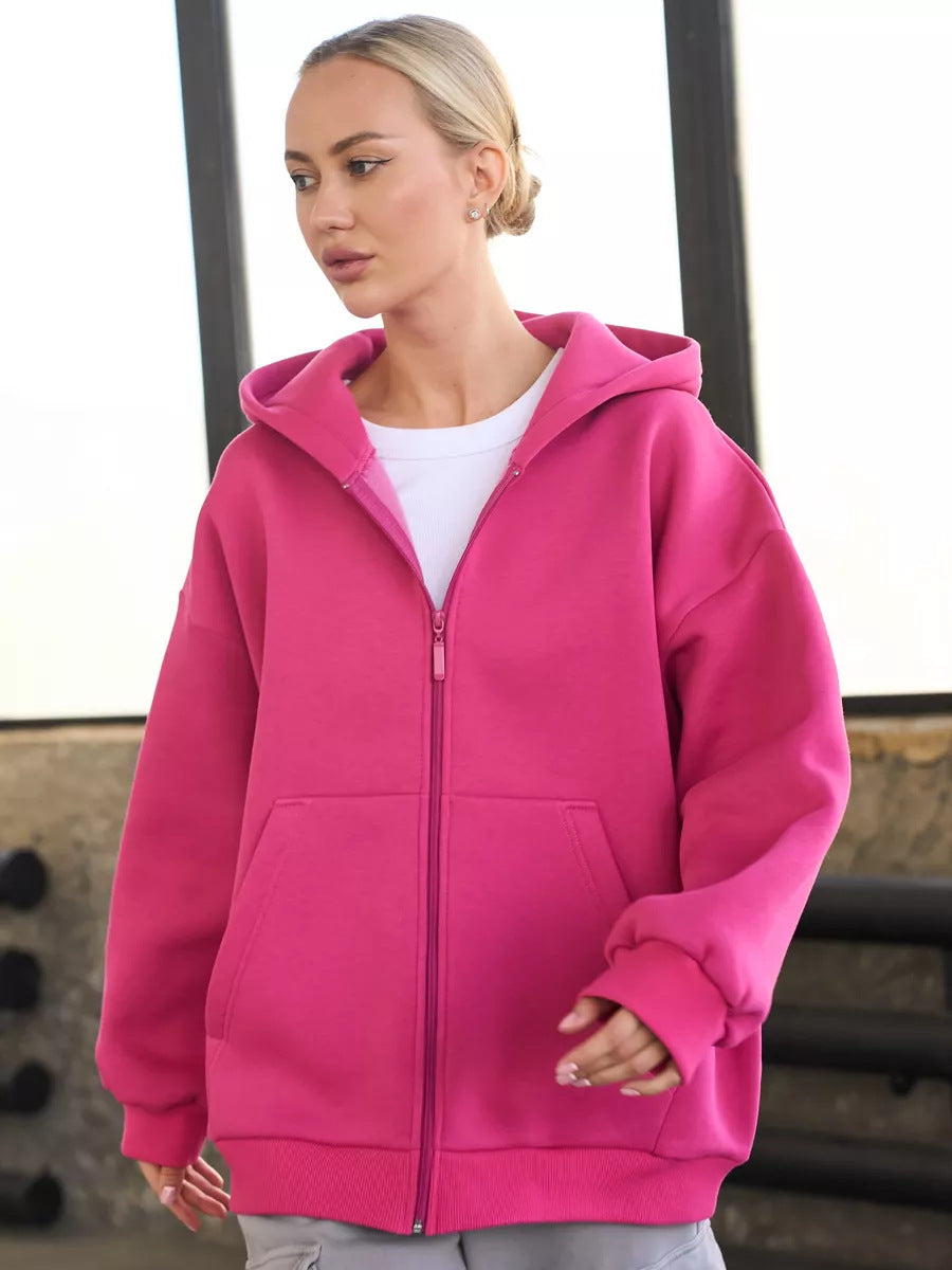 Damen Zip-Hoodie mit lässigem Schnitt und großen Taschen Shopnory