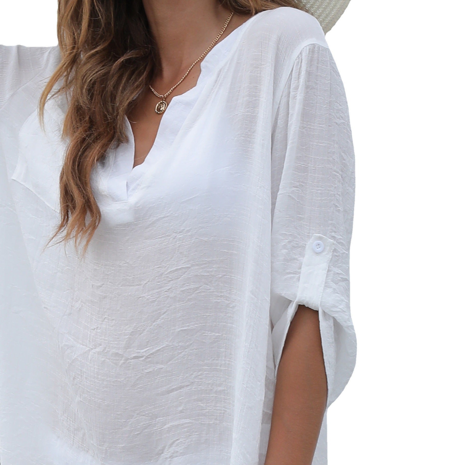 Damen legeres Strandkleid mit verschlusslosem V-Ausschnitt