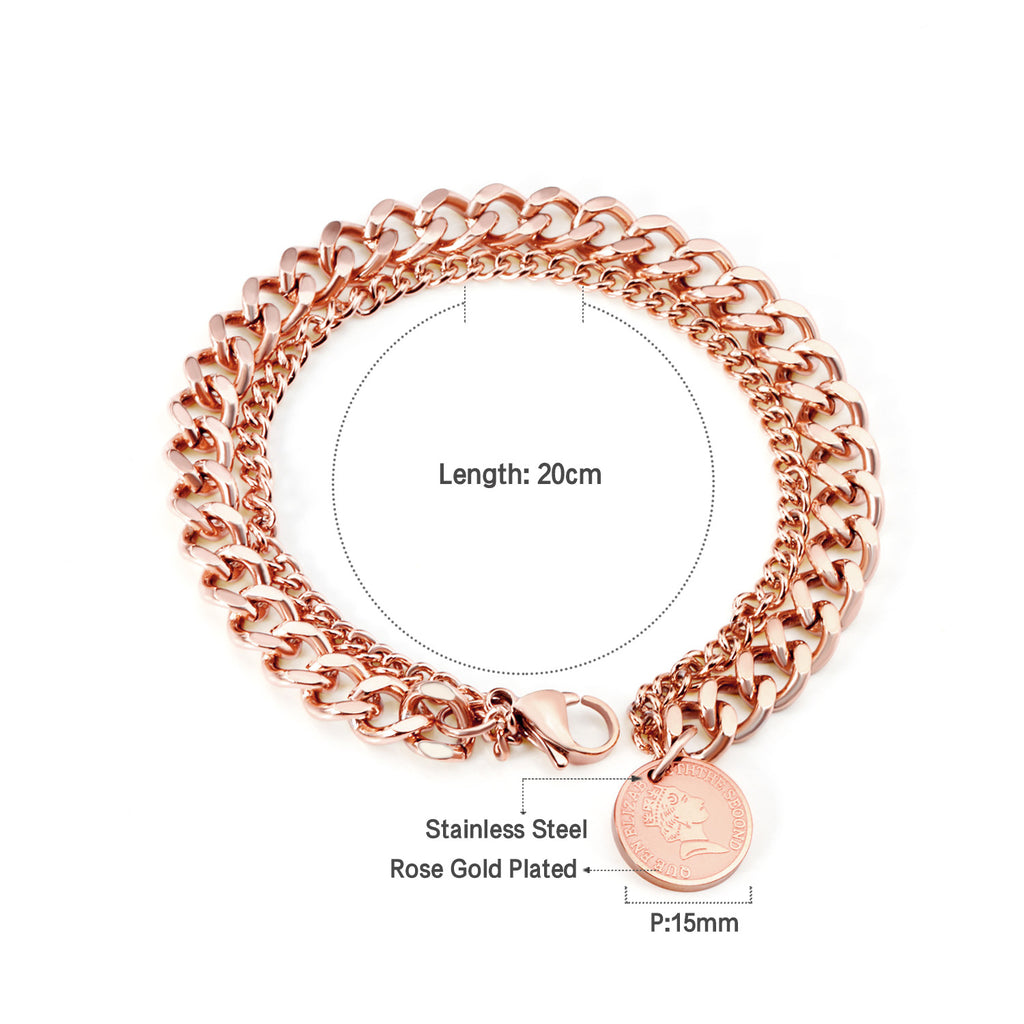 Damen Armband mit Anhänger aus hochwertigem Edelstahl und rosé vergoldetem Design Shop Nory