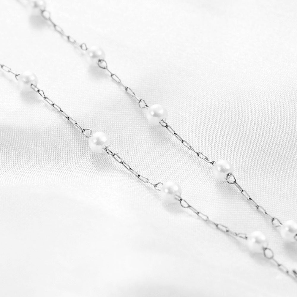 Damen Halskette mit elegantem Perlen-Design und goldener Gliederstruktur Shop Nory