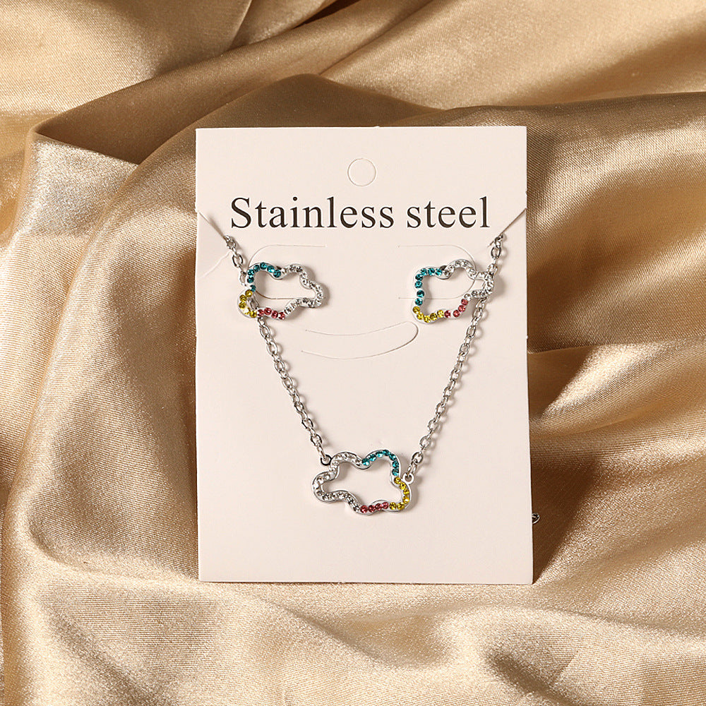 Damen Schmuckset mit funkelnden, bunten Kristallanhängern Shop Nory