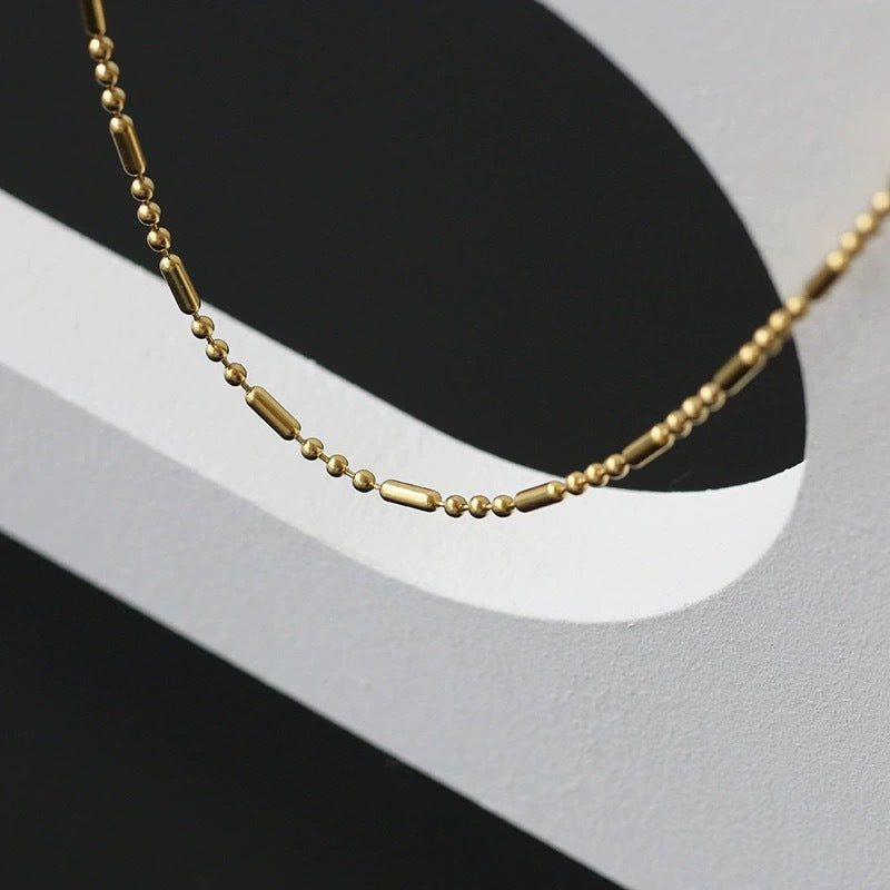 Damen Elegante Goldperlen- und Röhrenketten-Halskette Shop Nory
